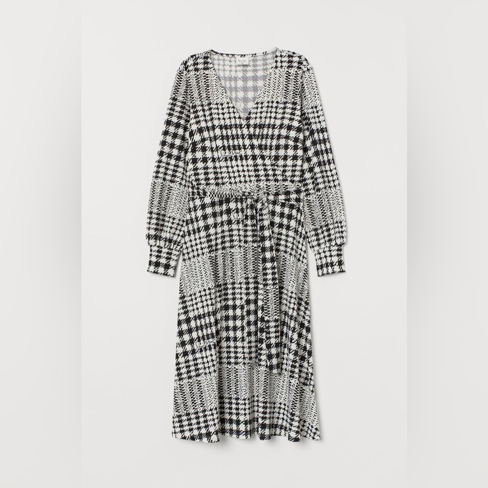 H&M x Richard Allan Houndstooth Faux Wrap Dress Size Small